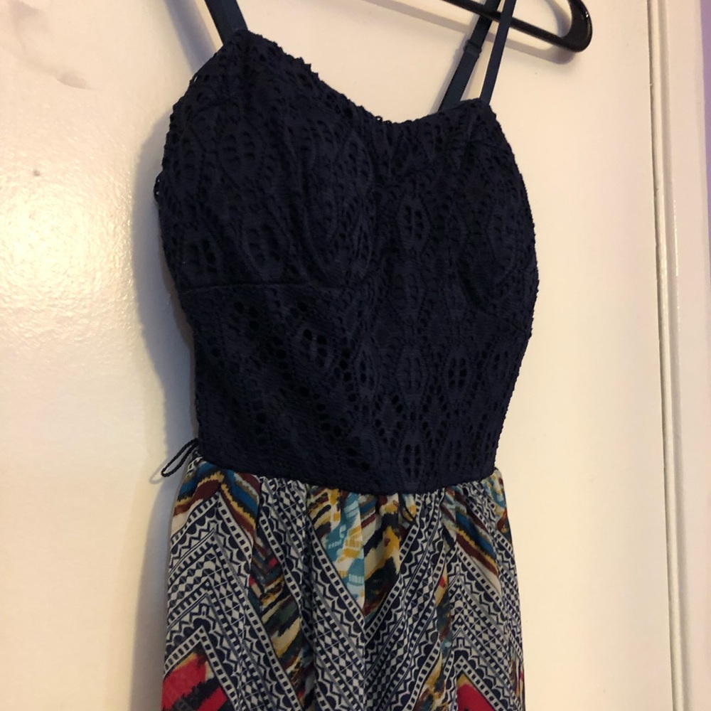 Lily Rose Navy Patterned Maxi Dress